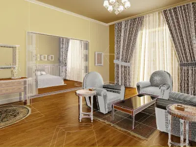 apartment living room in hotel 3D model
