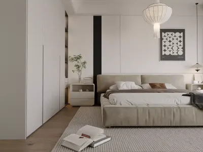 Modern Neutral Master Bedroom 3D model