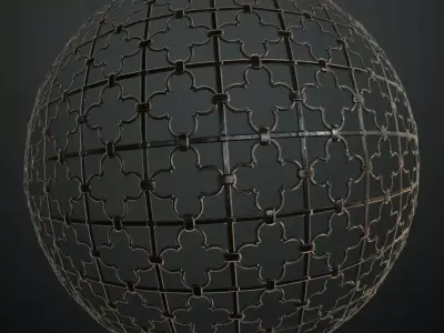 Decorative Quatrefoil Wrought Iron Guard PBR Seamless Texture