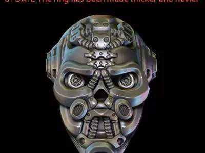 Skull ring jewelry Mech robotic vol1 3D print model