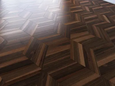 Parquet from hexagonal from rhombus Low-poly 3D model