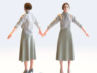  A Pose Asian Business Woman Collection - 5 Models x 5 color variations 