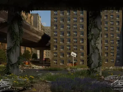 Abandoned city  Low-poly 3D model