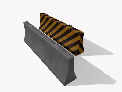 Concrete Barrier Low-poly 3D model 16