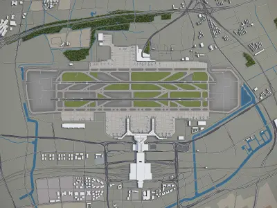 Shanghai Hongqiao International Airport - SHA Low-poly 3D model