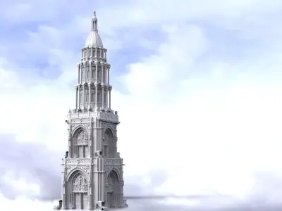 Gothic Cathedral tower tall Dome 3D  3D model