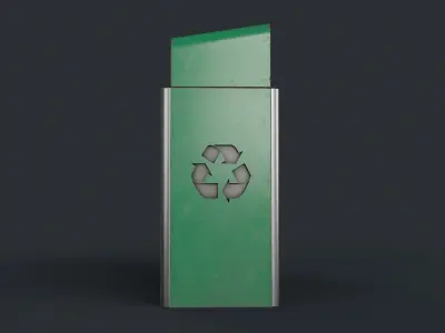 Street Trash Can 18 PBR Game Ready Low-poly 3D model