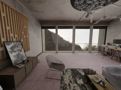 modern VR room Low poly 57 models 3D model