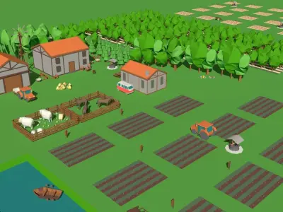 Simple Poly Farm Low-poly 3D model