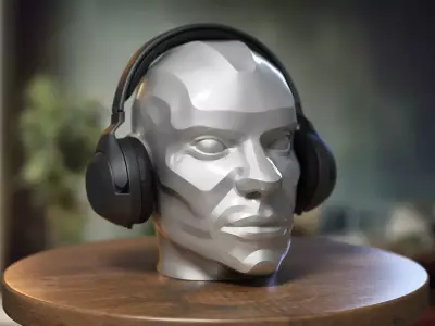 Modern head Headphone Stand  Cyborg Headset Stand 3D print model