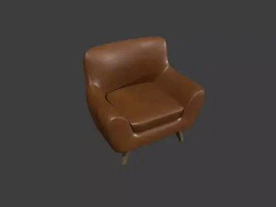 Brown Leather Armchair Low-poly 3D model