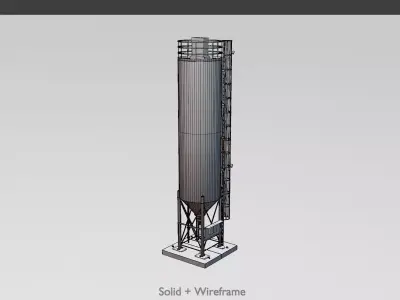 Industrial cement silo version 2 Low-poly 3D model