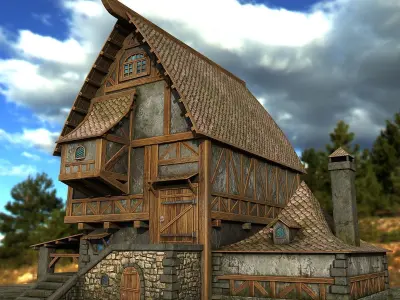 village house Low-poly 3D model get