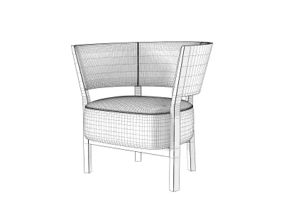 Tosai Lounge Chair with Upholstered Seat and Back 3D model