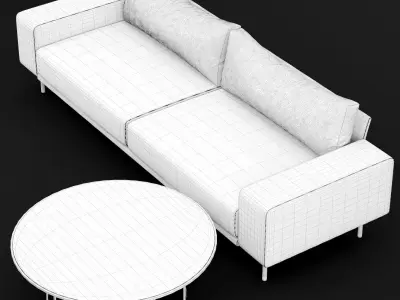 Sofa piu double 250 and cara 100 cofe table BT design 3D model