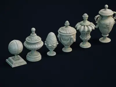Garden Urns Caps Low-poly 3D model
