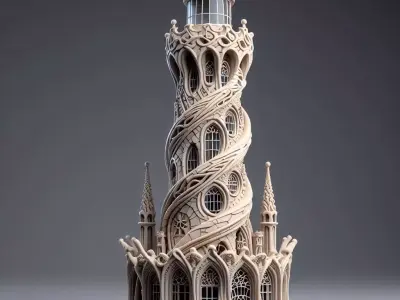 Gaudi Gothic Surreal Lighthouse 3D print model