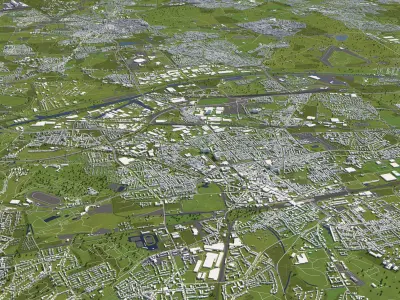 Gelsenkirchen Germany 50x50km 3D City Map 3D model