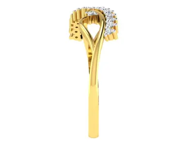 Light Weight Yellow Gold Diamond Ring  -ZA RN 7830 3D print model