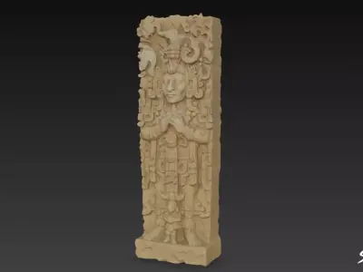 Stela D of Copan Low-poly 3D model