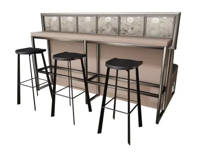 Modern Restaurant Booth  Bar Seating 3D model