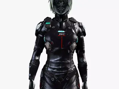 Female Sci-Fi Space Suit Low-poly 3D model