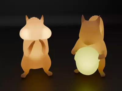 Indirect lighting of a devouring squirrel 3D model