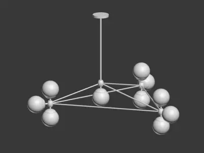 Modo Chandelier 3 Sided 10 Globes rollandhill 3D model