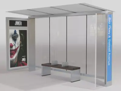 Bus Shelter - Low poly PBR Low-poly 3D model