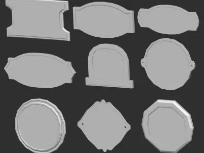 80 monument or sculpture sign board nameplate imm zbrush set 3D model