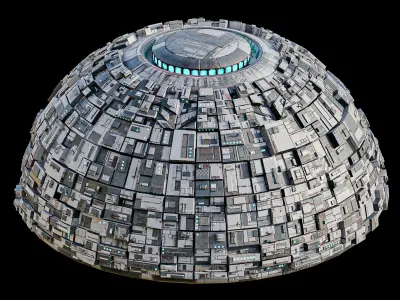 Sci-Fi Base SemiSphere Sphere Hemisphere Lowpoly Low-poly 3D model