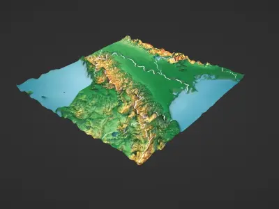 Italy Map Topography Low-poly 3D model