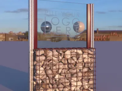 Gabion mockup of logo display 3D model