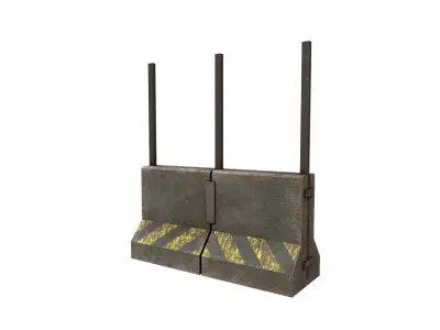 Concrete RoadBlock Barrier Barricade 3D model 12