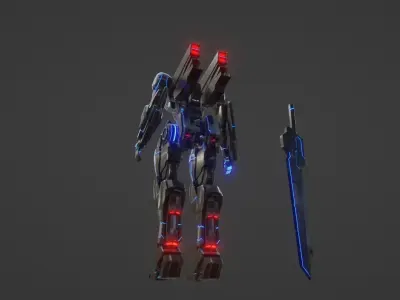 Mecha X01 Low-poly 3D model