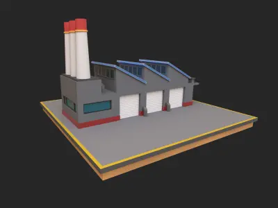 Cartoon Industrial Factory Low-poly 3D model Low-poly 3D model