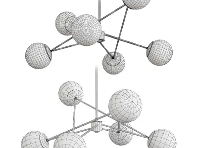 Turenne Largen Dynamic Chandelier  Antiqued Brass Low-poly 3D model