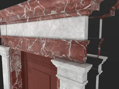 Marble doorframe with door Low-poly 3D model
