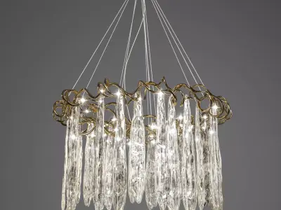 ceilinglight01 glass chandelier with crystals hanging from it 3D model