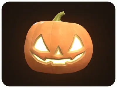 Stylized Halloween Pumpkin - Game Ready Jack-o-Lantern Low-poly 3D model
