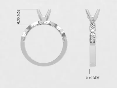 Diamond Ring Solitaire Engagement Ring 3D Print Model 3D print model