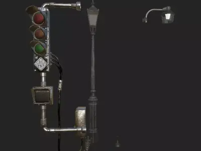 Street Lights Low-poly 3D model buy