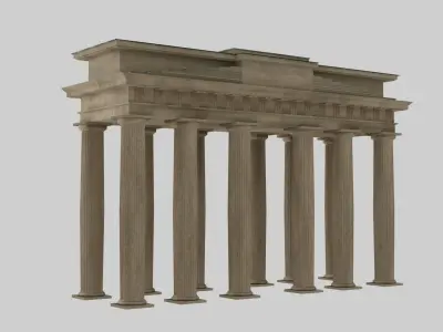 Classical doric temple door Low-poly 3D model