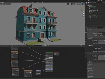 Stylised building Low-poly 3D model