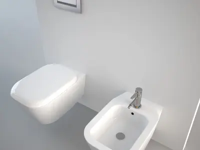 Pozzi Ginori Toilet and Bidet Q3 Wall Hung 3D model