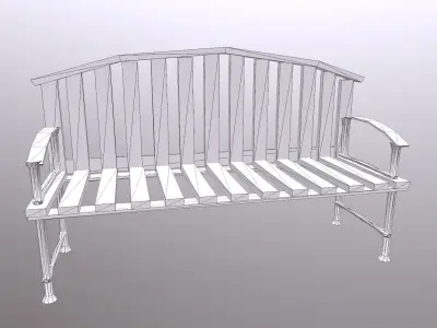 Woodern Bench Low-poly 3D model