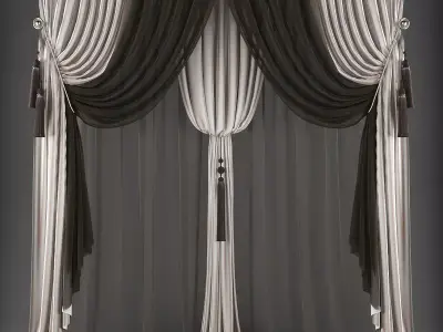 Curtain curtains with tassels Low-poly 3D model