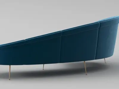 Ico Parisi Style Modern Curved Sofa 01  With Pro Studio Scene 3D model