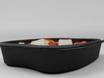 Poke bowl lunch box with tomatoes potatoes meat beans asparagus 3D model
