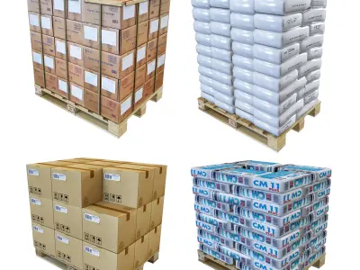 Boxes on a pallet 3D model